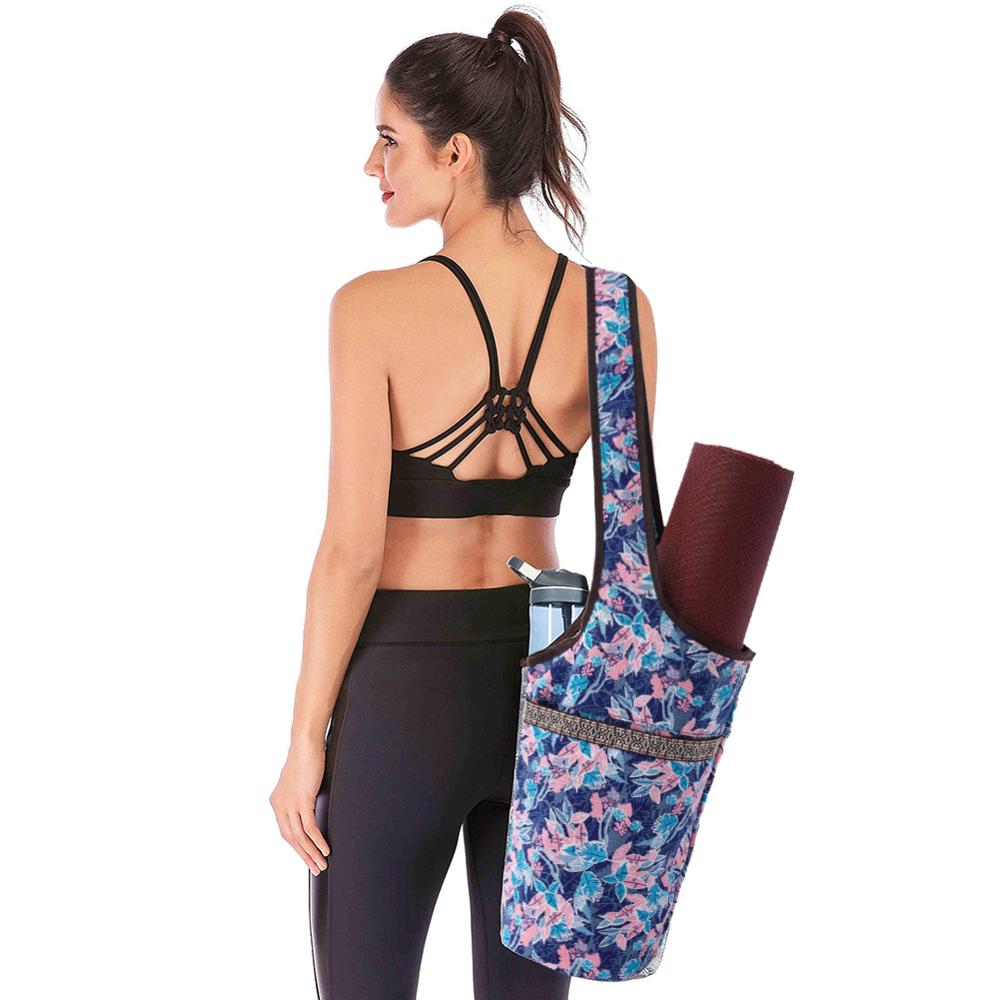 Fashion Printed Yoga Mat Bag with Large Side Pocket & Zipper